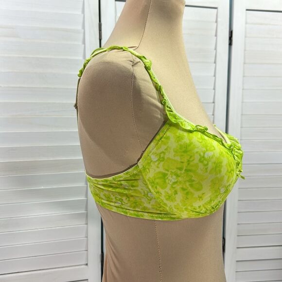 Disney Tinker Bra 38C Push Up Fairy Underwire Lime Green Ruffle - Picture 6 of 13